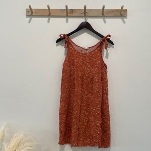 Pink Rose Orange Floral Tank Dress